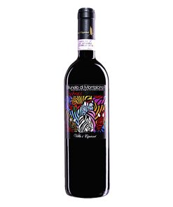 Villa I Cipressi Brunello di Montalcino Zebras wine bottle, red wine, Italian DOCG, Tuscany, Sangiovese